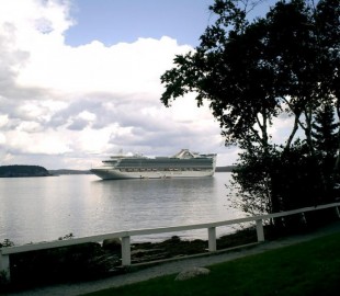 Taken on our first cruise, from Bar Harbor looking out to the Caribbean Princess. Bar Harbor is the most beautiful place.